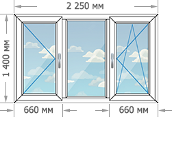 Установка пластиковых окон в домах серии И-155 размером 2250x1400