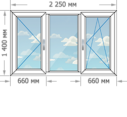 Цены на пластиковые окна ПВХ в домах серии И-155 размером 2250x1400