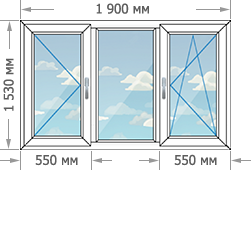 Цены на пластиковые окна ПВХ в домах серии II-18/12 размером 1900x1530