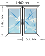 Установка пластиковых окон в домах серии П-44Т размером 1460x1420