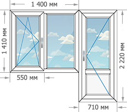 Цены на пластиковые окна ПВХ в домах серии II-68 размером 2110x2220