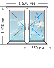 Цены на пластиковые окна ПВХ в домах серии II-68 размером 1570x1410