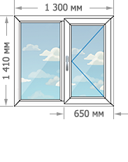 Цены на пластиковые окна ПВХ в домах серии II-68 размером 1300x1410