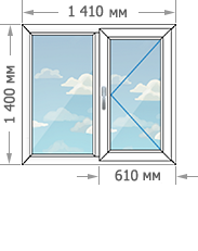 Цены на пластиковые окна ПВХ в домах серии П-3 размером 1410x1400