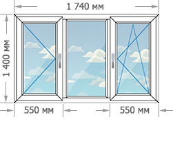 Цены на пластиковые окна ПВХ в домах серии П-3М размером 1740x1400