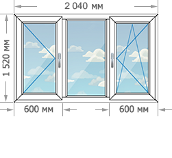 Цены на пластиковые окна ПВХ в домах серии 1605-АМ/12 размером 2040x1520
