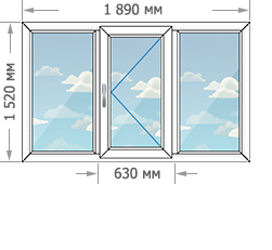 Цены на пластиковые окна ПВХ в домах серии 1605-АМ/12 размером 1890x1520