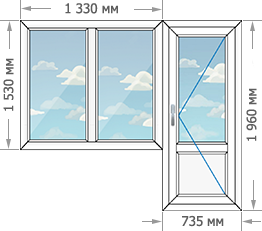Цены на пластиковые окна ПВХ в домах серии 1-515/9 размером 2065x1960