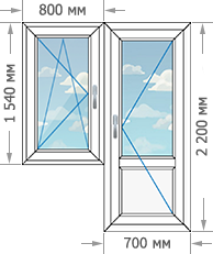 Цены на пластиковые окна ПВХ в домах серии И-700А размером 1500x2200