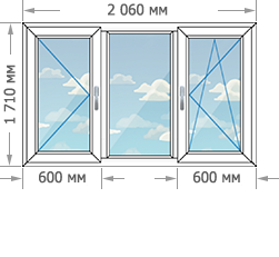 Установка пластиковых окон в домах серии КОПЭ размером 2060x1710
