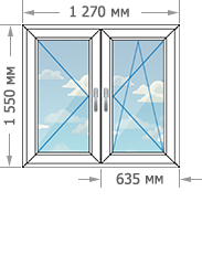 Цены на пластиковые окна ПВХ в домах серии II-18/9 размером 1270x1550