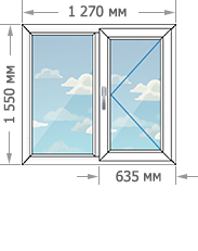 Установка пластиковых окон в домах серии II-18/9 размером 1270x1550