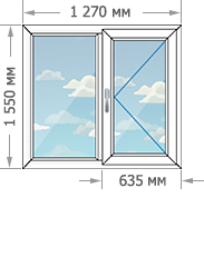 Цены на пластиковые окна ПВХ в домах серии II-18/9 размером 1270x1550