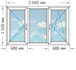 Цены на пластиковые окна ПВХ в домах серии 1605/9 размером 2040x1520