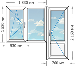 Цены на пластиковые окна ПВХ в домах серии 1-515/9М размером 2090x2160