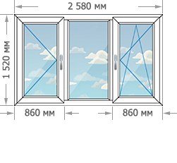 Цены на пластиковые окна ПВХ в домах серии II-68-03 размером 2580x1520