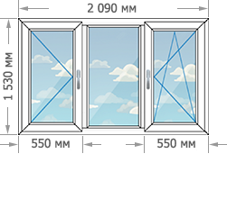 Цены на пластиковые окна ПВХ в домах серии 1-510 размером 2090x1530