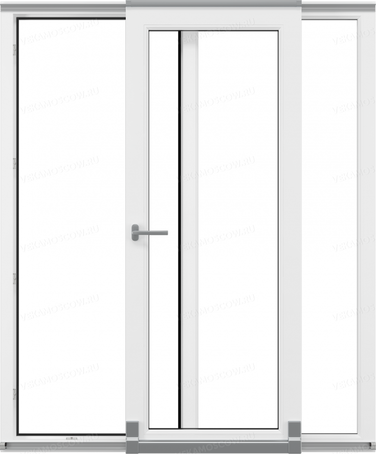 Раздвижные пластиковые двери, цвет фурнитуры серебро