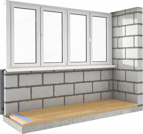 Кладка из пеноблоков под остекление, отделка балкона или лоджии ...