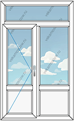 Балконный блок: две пластиковые двери с фрамугой размером 1500x2200