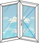 Два одностворчатых окна с одним эркером размером 1500x1420