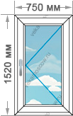 Одностворчатое пластиковое окно размером 750x1520