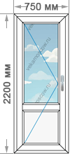 Балконная дверь размером 750x2200