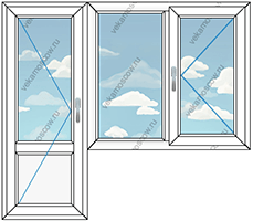 расчет стоимости балконного блока с одним двустворчатым окном