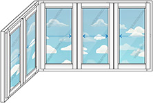 Раздвижное остекление балкона на два окна (Тип 12) размером 3490x1450