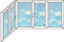 Теплое пластиковое остекление балкона на два окна (Тип 12) размером 3490x1450