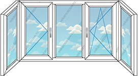 Теплое пластиковое остекление балкона на три окна (Тип 14) размером 3710x1450