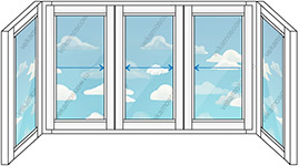 Раздвижное теплое остекление на три окна (Тип 14) размером 3710x1450