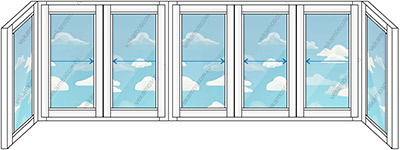 Раздвижное теплое остекление на семь створок (Тип 16) размером 4800x1450