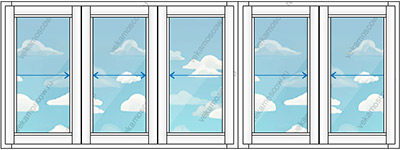 Алюминиевое остекление балконов на пять створок (Тип 3) размером 4000x1450