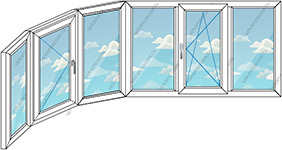 Эркерное остекление с тремя окнами ПВХ (Тип 30) размером 4110x1450