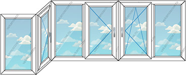 Эркерное остекление тремя пластиковыми окнами (Тип 31) размером 4600x1450