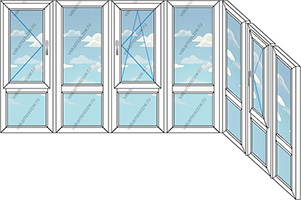 Панорамное остекление балкона на четыре окна (Тип 43)<br> 