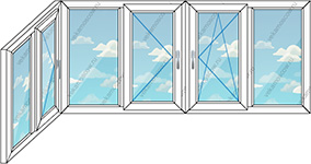 Теплое пластиковое остекление балкона на два окна (Тип 46)