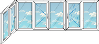 Теплое пластиковое остекление балкона на два окна (Тип 47)