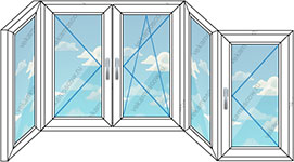 Эркерное теплое остекление на четыре пластиковых окна (Тип 48)