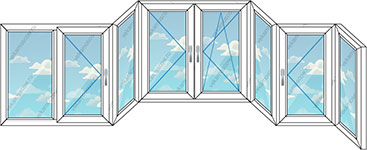 Эркерное теплое остекление на шесть пластиковых окон (Тип 49)