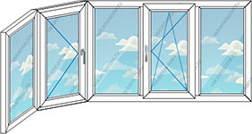 Эркерное теплое остекление тремя окнами ПВХ (Тип 52)