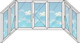 Теплое остекление балкона ПВХ на семь створок (Тип 55) размером 4900x1450