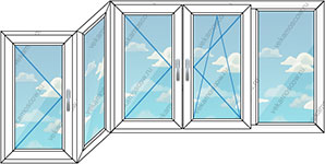 Эркерное остекление тремя пластиковыми окнами (Тип 58)
