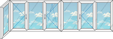 Теплое остекление балкона ПВХ на семь створок (Тип 68) размером 4910x1450