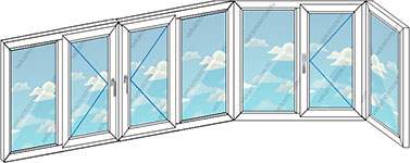 Теплое остекление балкона ПВХ на семь створок (Тип 69)